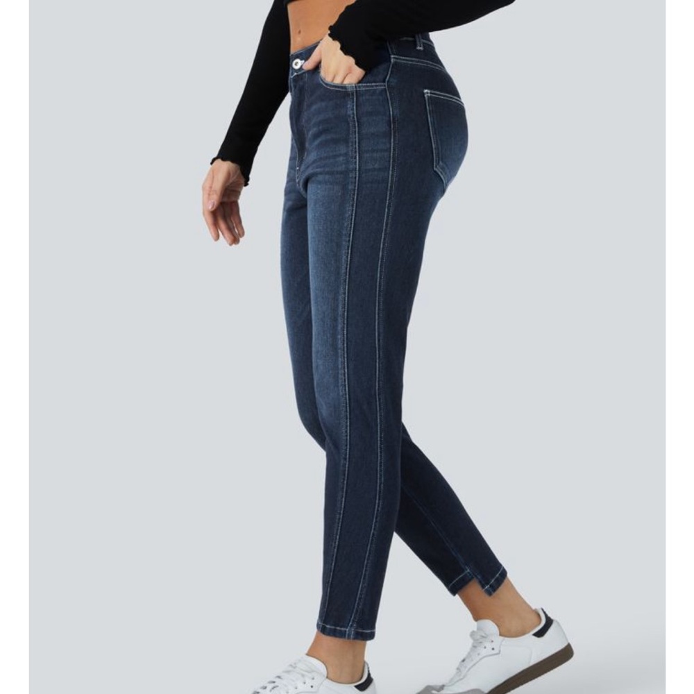 Halara Flex Mid Low Rise Zipper Pockets Casual Skinny Jeans - Petite Lg